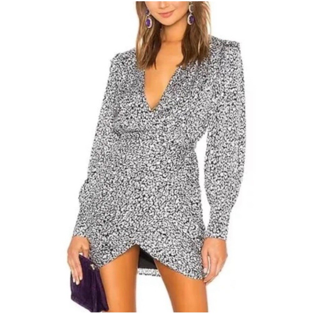 L'academie The Joyce Mini Dress Abstract Cheetah Animal Belted Sz S Nwt